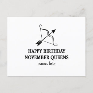 Postale joyeux anniversaire novembre carte reine personnal
