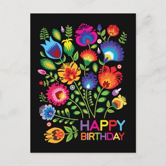 Postale Joyeux anniversaire personnalisable folklore carte (Devant)