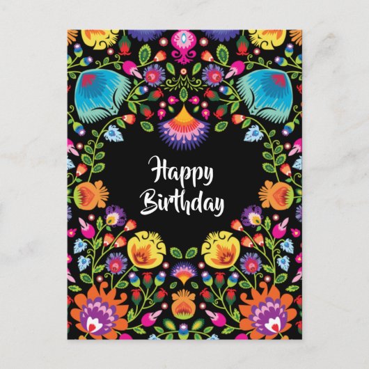 Postale Joyeux anniversaire personnalisable folklore carte (Devant)