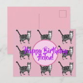 Postale Joyeux Anniversaire Tabby Chat Nom de Femme Carte (Devant / Derrière)