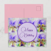 Postale Joyeux Anniversaire Viola floral dames Carte posta (Devant / Derrière)