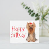 Postale Joyeux Anniversaire Yorkshire Terrier Puppy Carte (Debout devant)