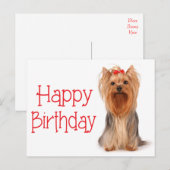 Postale Joyeux Anniversaire Yorkshire Terrier Puppy Carte (Devant / Derrière)