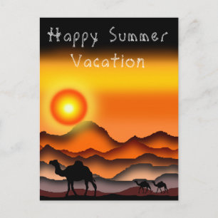 Postale Joyeux Camels De Carte De Vacances D'Été Au Désert