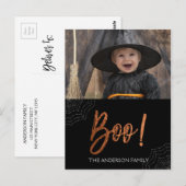 Postale Joyeux Halloween Boo ! Carte photo d'Halloween (Devant / Derrière)