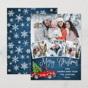 Postale Joyeux Noël Camion de ferme rouge 4 Carte photo