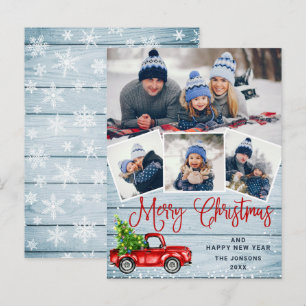 Postale Joyeux Noël Camion de ferme rouge 4 Carte photo