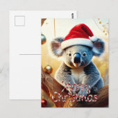 Postale Joyeux Noël Koala assis dans la carte Gumtree (Devant / Derrière)