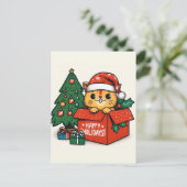 Postale Joyeux Noël Surprise : Chat de Noël dans une carte (Debout devant)