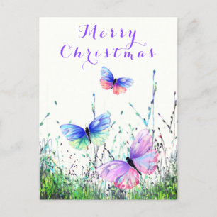 Postale Joyeux Papillons de la carte de Noël volant dans l