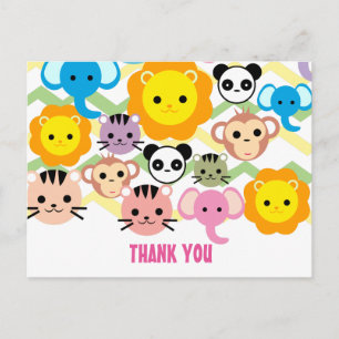 Postale jungle, lion, tigre, éléphant, carte de remercieme