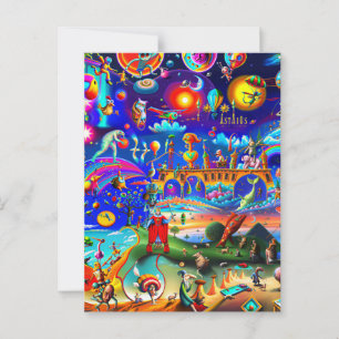 Postale kaart Een wereld van vreemde personages