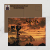 Postale Kansas Stormy Night Windmill POST CARTE (Devant / Derrière)