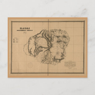 Postale Kauai, 1878, Carte d'Hawaï Vintage