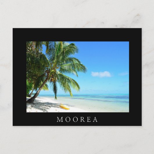 Postale Kayak jaune sur la plage de sable blanc carte noir (Devant)