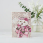 Postale Kitten en mitaines & pull en neige mignonne Carte (Debout devant)