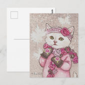 Postale Kitten en mitaines & pull en neige mignonne Carte (Devant / Derrière)