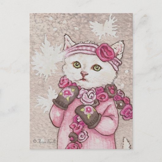 Postale Kitten en mitaines & pull en neige mignonne Carte (Devant)