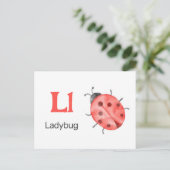 Postale L est pour Ladybug - Carte Flash Alphabet (Debout devant)