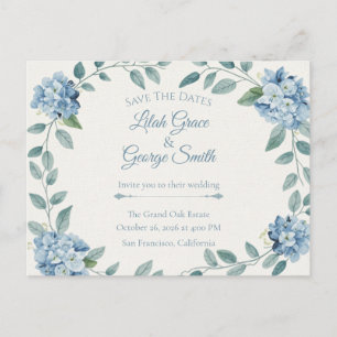 Postale La carte d'annonce de mariage The Blue Bloom Elega