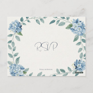 Postale La carte de réponse élégante Blue Bloom Elegant Du