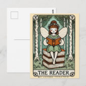 Postale La carte de tarot de la fée lectrice (Devant / Derrière)