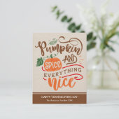 Postale La carte de Thanksgiving Citrouille Spice & Everyt (Debout devant)