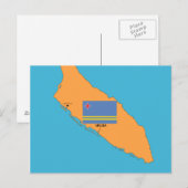 Postale La carte et le drapeau d'Aruba (Devant / Derrière)
