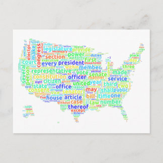 Postale La Constitution des États-Unis Carte du nuage sur 