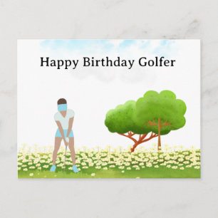 Postale La femme de golf joue au golf Carte d'anniversair