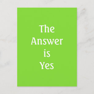 Postale La réponse est oui Lime Green Typography Carte pos