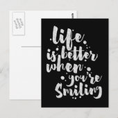 Postale La vie est meilleure en souriant - carte inspirée (Devant / Derrière)