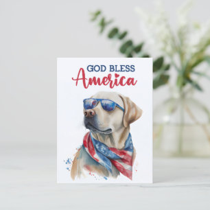 Postale Labrador Retriever, Dieu bénisse l'Amérique Carte 