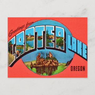 Postale Lac Crater Oregon Carte de vœux vintage