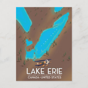 Postale Lac Erie, États-Unis lac Carte affiche voyage