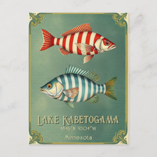 Postale Lac Kabetogama Minnesota poisson nautique Carte po