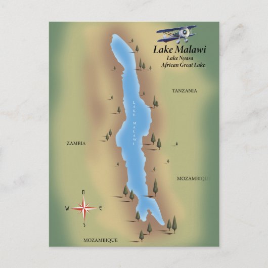 Postale Lac Malawi, carte de voyage affiche impression (Devant)