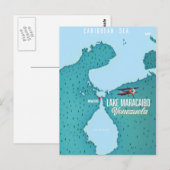 Postale Lac Maracaibo, Venezuela carte de navigation. (Devant / Derrière)