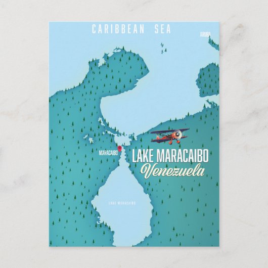 Postale Lac Maracaibo, Venezuela carte de navigation. (Devant)