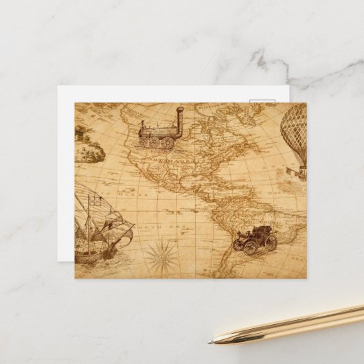 Postale L'ancienne carte des Etats-Unis (Devant/Arrière en situation)