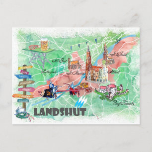 Postale Landshut Bavière Carte Illustrée avec Principales