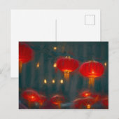 Postale Lanternes Carte de Nouvel An Chinois (Devant / Derrière)