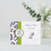 Postale Lapis Purple Damask Apple Green Table Numéro Carte (Debout devant)
