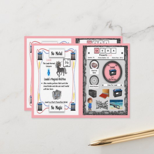 Postale Lauda - Plomb Horn Unicorn Carte de jeu (Devant/Arrière en situation)