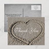 Postale Le coeur dans le Carte de remerciements de sable (Devant / Derrière)