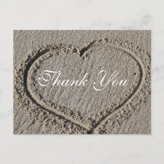 Postale Le coeur dans le Carte de remerciements de sable (Devant)