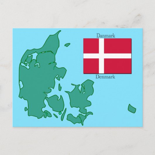 Postale Le drapeau et la carte du Danemark (Devant)