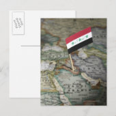 Postale Le drapeau irakien sur la carte (Devant / Derrière)