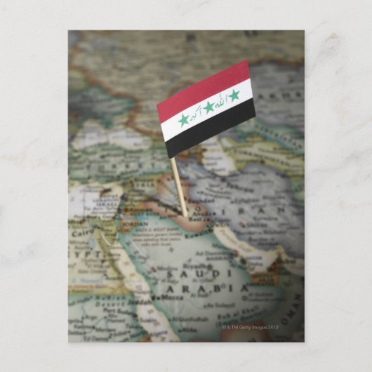 Postale Le drapeau irakien sur la carte (Devant)