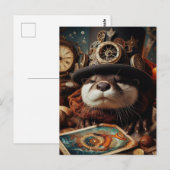Postale Lecteur de carte Tarot Otter Steampunk Imaginaire (Devant / Derrière)